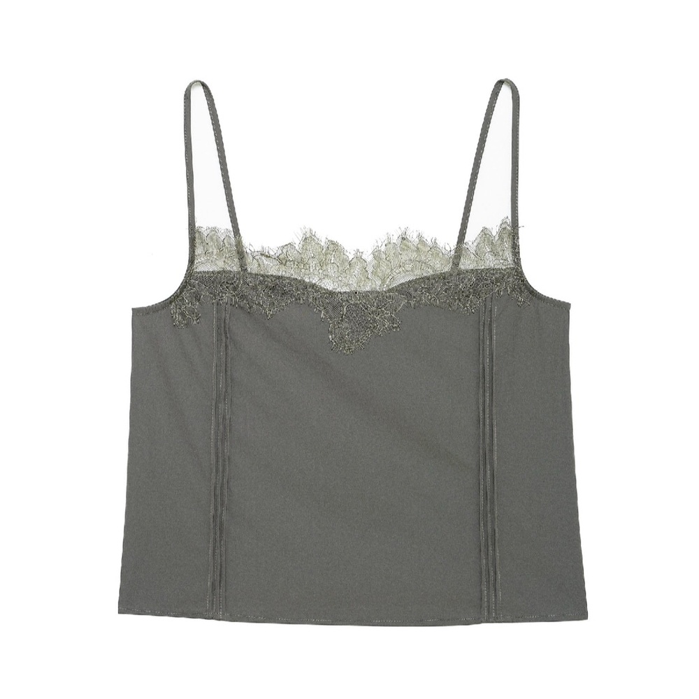 Lace Trim Gray Camisole